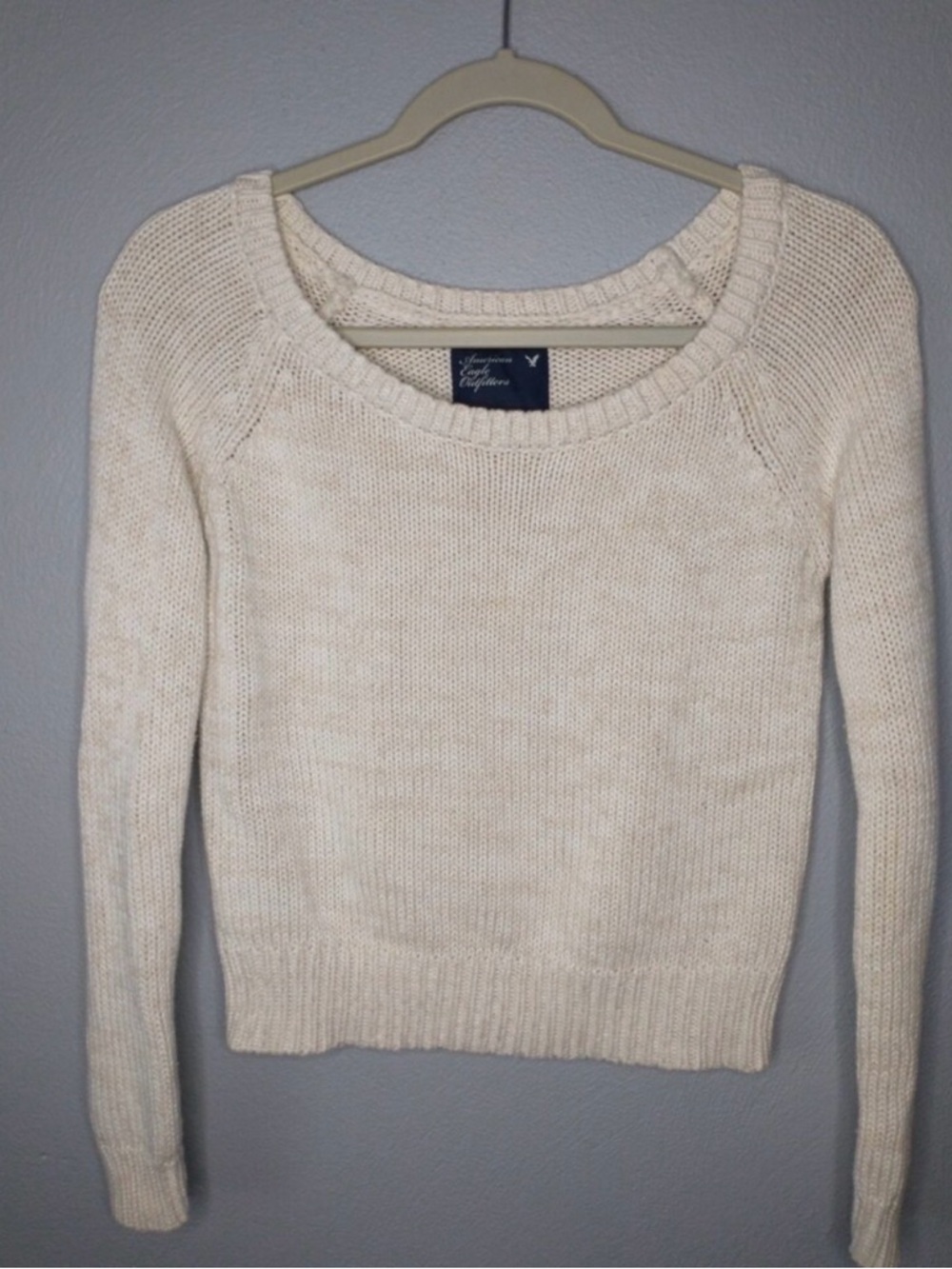 American Eagle Cream Sweater Women’s Small Cotton Knit
